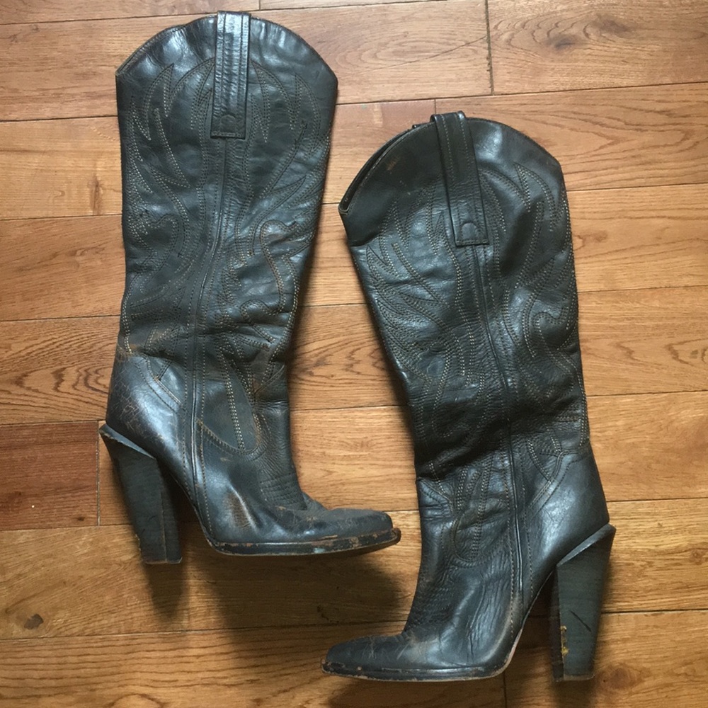 Jessica Simpson distressed cowboy boot heels